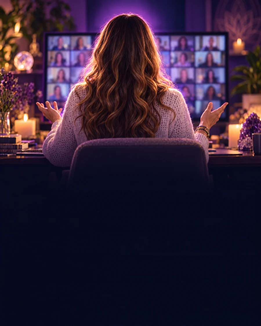 Illustration of Allison hosting an online group reading