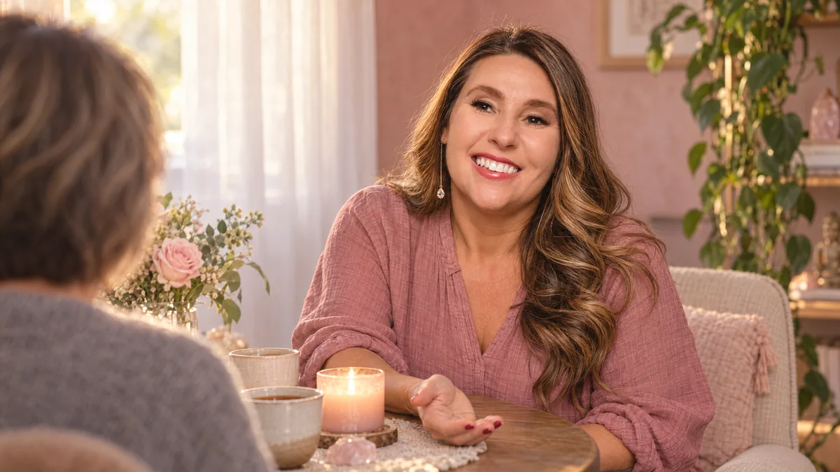 Allison Carmany smiling across a small table during a one-to-one conversation